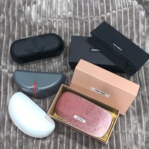 Lot of empty sunglasses cases DG Miu Miu & more